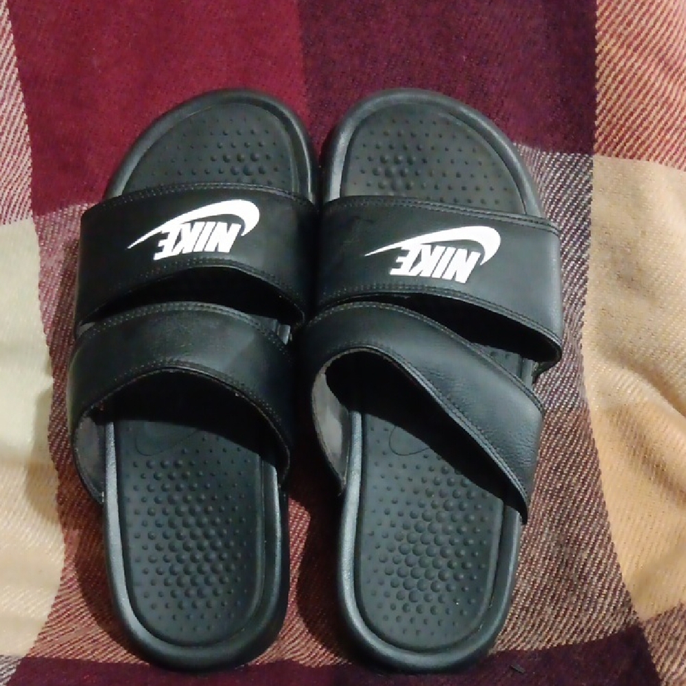 Nike Black Slide Sandals with White Logo